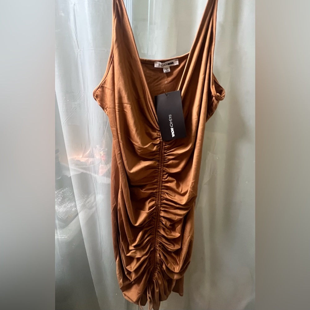 Ruched Dress Tan